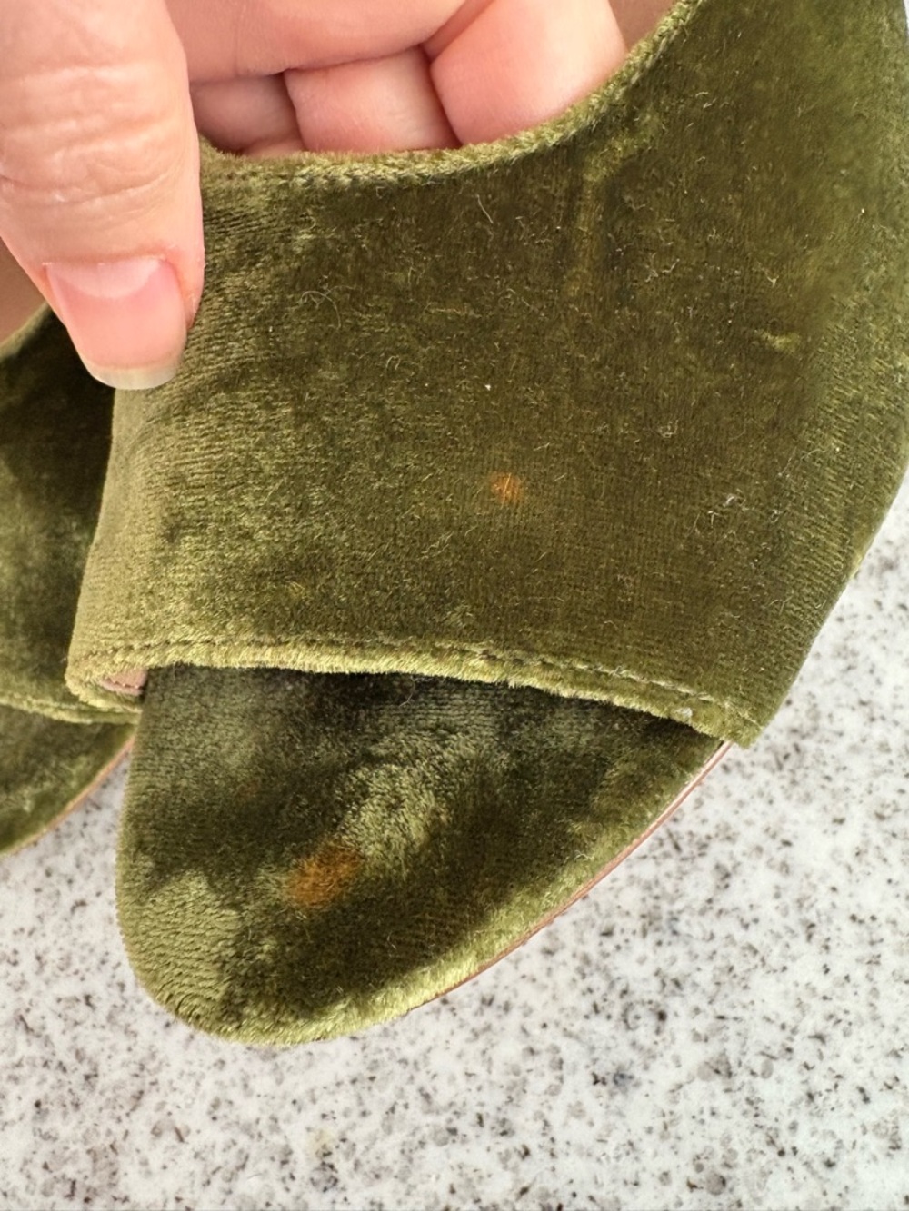 Madewell green velvet slide heels *FLAW* size 10 - Picture 3 of 12